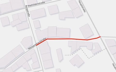 Baustellen: Vollsperrung der Margarethenstraße zwischen Burgstraße und Hauptstraße