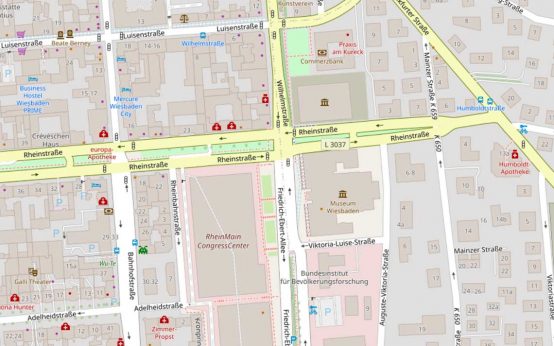 Vollsperrung der Rheinstraße in Höhe Bahnhofstraße