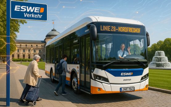 Bus, Linie 28, Richtung Nordfriedhof.