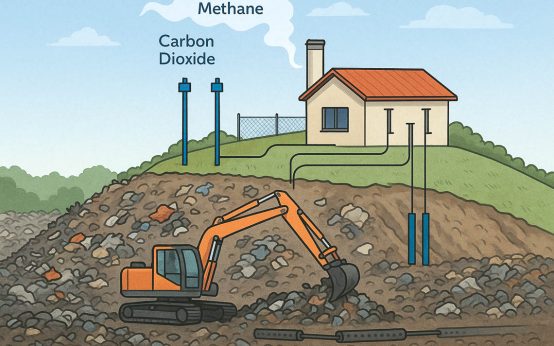 Auf der Deponie Dyckerhoffbruch wird gebohrt, was das Gas hält – zwölf neue Brunnen sollen das Methan einfangen und so 600.000 Tonnen CO₂-Äquivalent einsparen.
