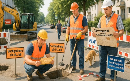 Suchgrabung in Wiesbaden.